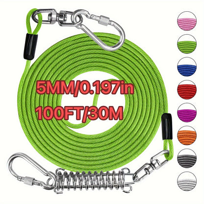 Heavy Duty Dog Leash 6 10 15 30 50 75 100 Feet Long Training Tie Out Cable for Large Dogs Up to 500 lbs Durable Bite-Resistant Yard Running Rope Lead