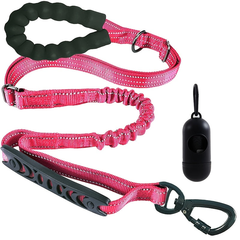 4-in-1 Elastic Dog Leash for Medium Large Dogs Adjustable Bungee Training Leash with Foam Grip Handle Anti-Choke Shock Absorbing – Multifunctional Dog Walking Leash for Hands-Free Jogging and Training