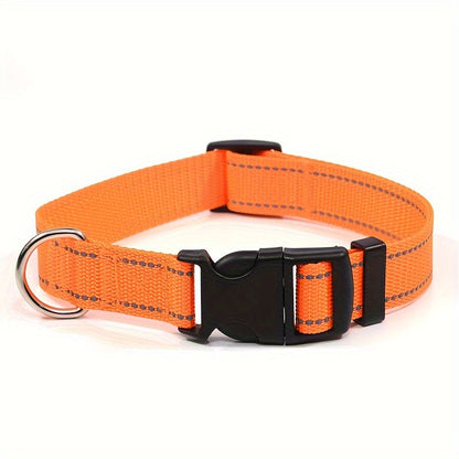 Reflective Adjustable Dog Collar for Small Medium Large Dogs & Cats – Safety Night Visibility Pet Collar with Durable Buckle, Comfortable Everyday Dog Collar