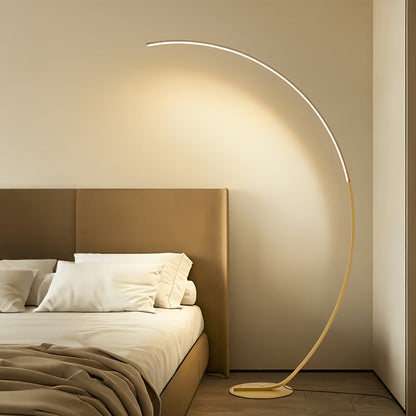 Modern 65-Inch Arched Floor Lamp with Remote – Dimmable RGB Color Changing LED Curved Standing Light for Bedroom Living Room in Black & Gold