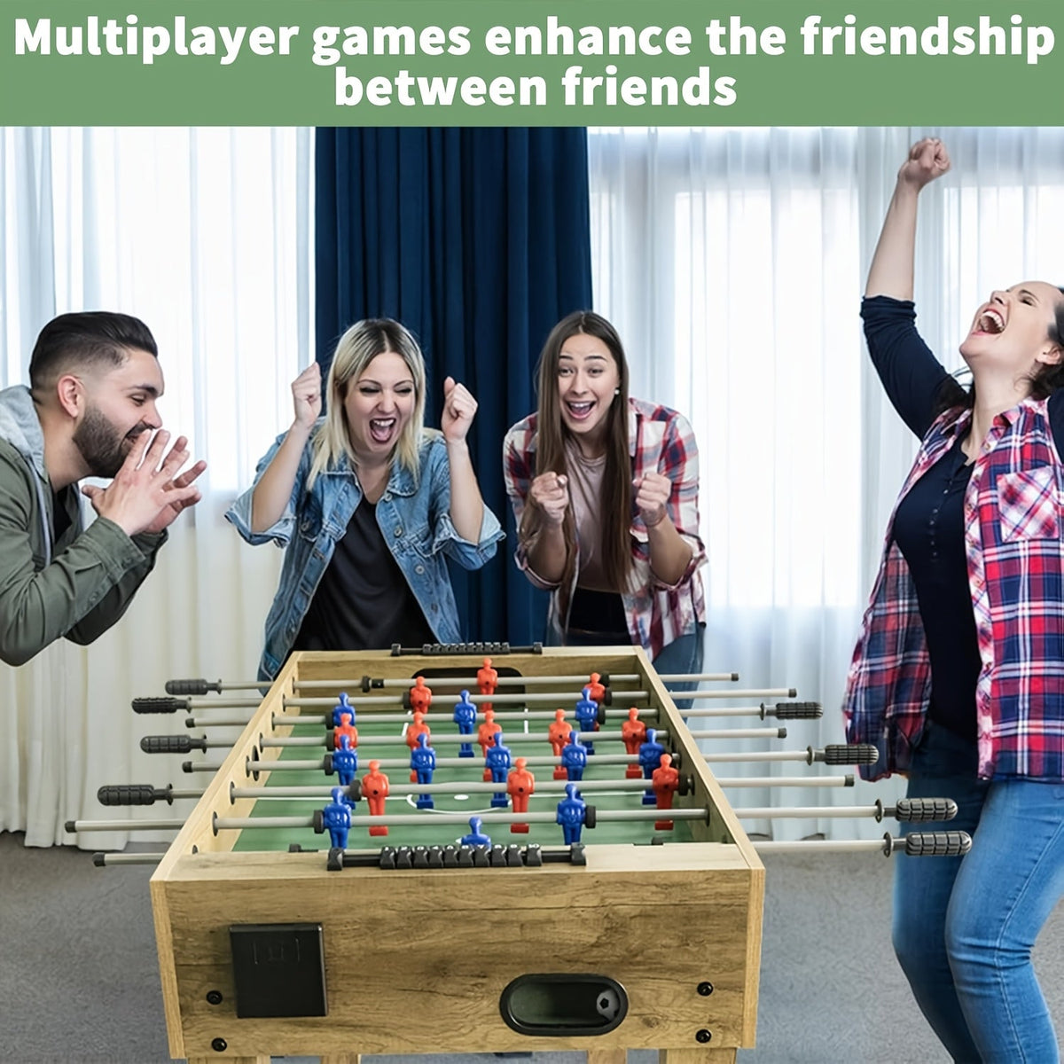 48-Inch Foosball Table Home Arcade Game for Adults & Families Indoor Outdoor Soccer Table with Manual Scorers – Yellow