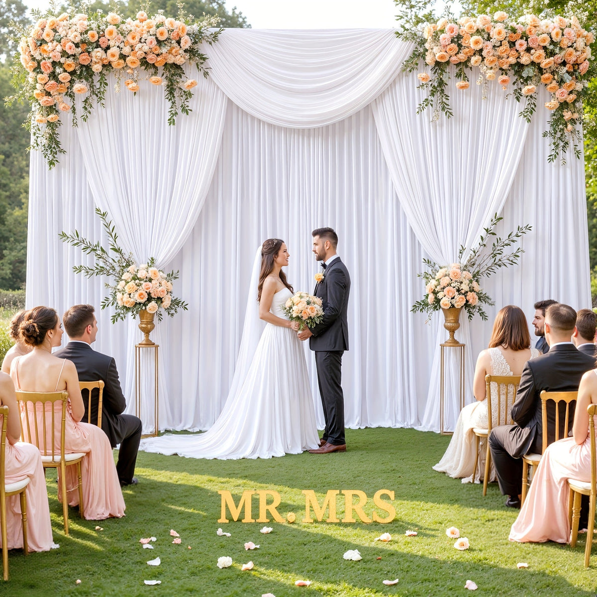 4-Pack 5×10 ft Polyester Spandex Backdrop Curtains with Pole Bags – Wrinkle-Resistant Photography Background for Wedding Birthday Banquet & Party in 15 Colors