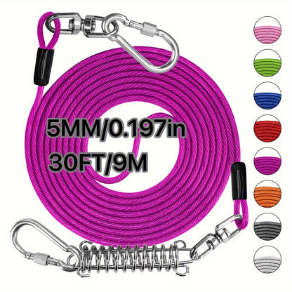 Heavy Duty Dog Leash 6 10 15 30 50 75 100 Feet Long Training Tie Out Cable for Large Dogs Up to 500 lbs Durable Bite-Resistant Yard Running Rope Lead