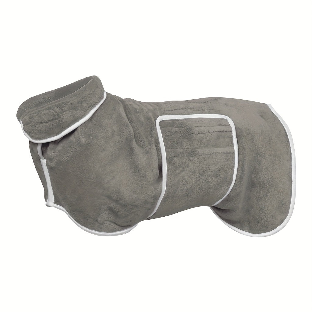 Quick-Dry Super Absorbent Dog Bathrobe Towel Coat for Dogs & Cats – Soft Adjustable Collar & Belly Strap, Fast-Drying Post-Bath Robe, Warm Winter Drying Coat for Small, Medium & Large Pets