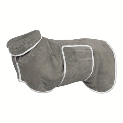Quick-Dry Super Absorbent Dog Bathrobe Towel Coat for Dogs & Cats – Soft Adjustable Collar & Belly Strap, Fast-Drying Post-Bath Robe, Warm Winter Drying Coat for Small, Medium & Large Pets