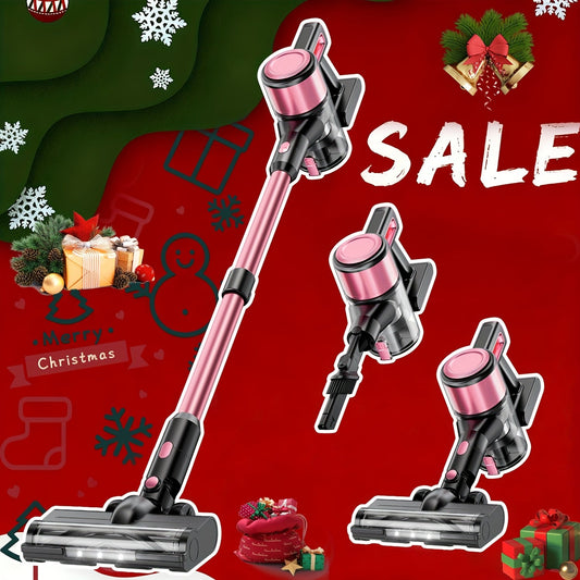 Cordless Vacuum Cleaner 8-in-1 Lightweight Wireless Stick Vacuum for Hardwood Floor, Carpet & Pet Hair, Home Essential Cleaning Gadgets for Housekeeping, Golden Black Pink White Yellow