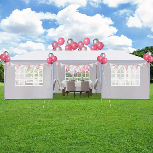 10'x30' Outdoor Party Tent Canopy Gazebo with Removable Sidewalls & Transparent Windows – 50-Person Instant Event Tent for Wedding Birthday Graduation BBQ Beach & Vendors, Black or White