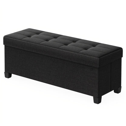 Foldable Storage Ottoman Bench 43" – Upholstered Collapsible Foot Rest & Seat for Living Room Bedroom in 6 Colors