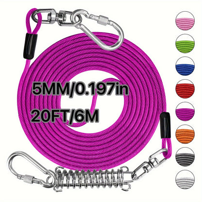 Heavy Duty Dog Leash 6 10 15 30 50 75 100 Feet Long Training Tie Out Cable for Large Dogs Up to 500 lbs Durable Bite-Resistant Yard Running Rope Lead