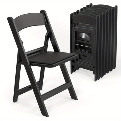 Resin Folding Chairs with Cushioned Seats – Foldable Plastic Padded Chair for Indoor Outdoor Events Weddings BBQ Camping Patio in White & Black (Set of 1 2 4 or 8)