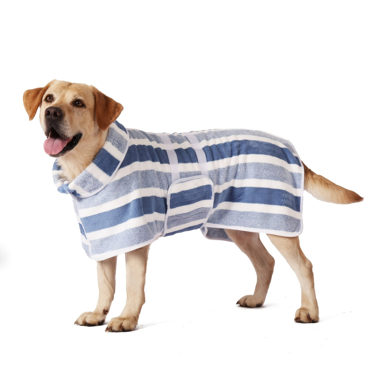 Dog Bathrobe Quick-Dry Super Absorbent Striped Pet Drying Towel Robe – Adjustable Belly Band, Ultra-Soft Microfiber Bath Wrap for Small, Medium & Large Dogs, Multiple Colors, Home & Post-Bath Use