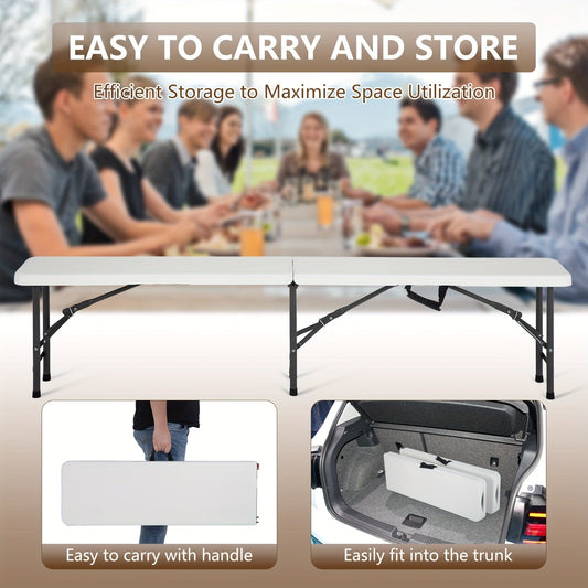 6-Foot Heavy-Duty Folding Bench, Plastic Seat, Metal Legs, Lightweight & Sturdy, for Outdoor & Indoor Use, Camping, Picnics, Parties, Weddings, Tailgating, Easy Fold & Store