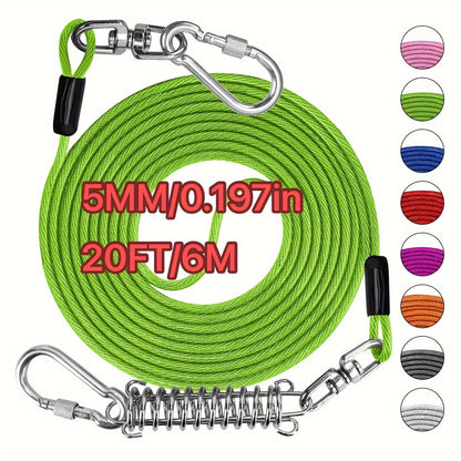 Heavy Duty Dog Leash 6 10 15 30 50 75 100 Feet Long Training Tie Out Cable for Large Dogs Up to 500 lbs Durable Bite-Resistant Yard Running Rope Lead