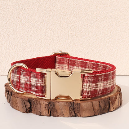 Personalized Dog Collar with ID Tag - Customizable Anti-Lost Pet Collar in 21 Styles, Adjustable XS to XL for Small Medium Large Dogs, Plaid Floral Dot Patterns, Engraved Contact Information