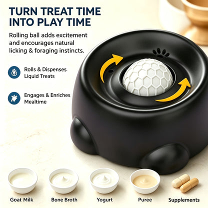 Slow Feeder Bowl for Dogs & Cats - Fun Rolling Ball Puzzle Feeder & Portion Control Dispenser, Controls Eating Speed, Prevents Bloat, Ideal for Senior Dogs & Picky Eaters