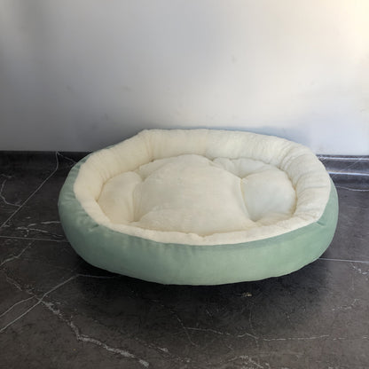 Oval Pet Bed for Cats and Small to Medium Dogs - Soft Warm Textured Polyester Cozy Nest Lounge, All-Season Comfortable Indoor Sleeping Cushion Bed for Kittens Puppies Chihuahua Dachshund Shih Tzu
