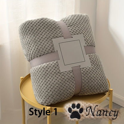 Personalized Pet Blanket Custom Embroidered with Name - Plaid Throw Blanket for Dogs & Cats, Cozy Machine Washable Bedspread for Bed & Couch, 3 Embroidery Styles 4 Colors - Puppy & Kitten Gift