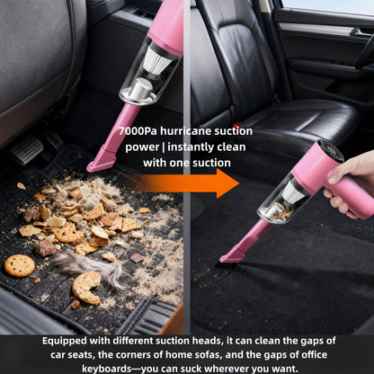Cordless Car Vacuum Cleaner 7KPa Strong Suction – 80dB Quiet, 3 Nozzles, USB Rechargeable Handheld Portable Auto Vacuum for Car Interior Home Pet Hair, Gift for Women Drivers