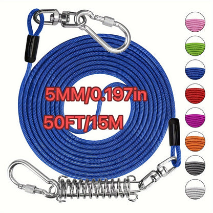 Heavy Duty Dog Leash 6 10 15 30 50 75 100 Feet Long Training Tie Out Cable for Large Dogs Up to 500 lbs Durable Bite-Resistant Yard Running Rope Lead