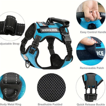 Reflective Dog Harness Vest with Leash Shock-Absorbing No-Pull Pet Harness with Night Vision Reflective Strips Comfortable Vest Style for Small Medium Large Dogs