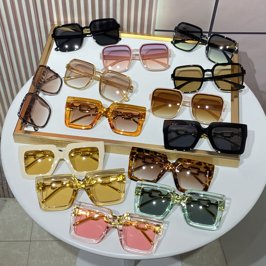 14 Pcs Women's Square Glasses Set – Chic Tinted Lenses, Minimalist Plastic Frames, Fashion Eyewear for Parties, Festivals & Everyday Style, European American Trendy Design