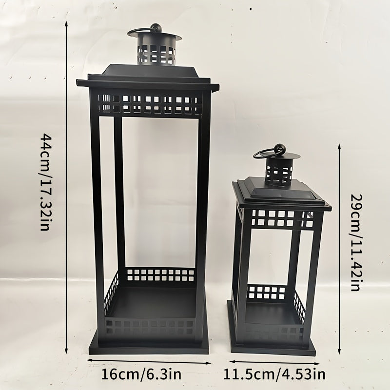 2-Pack Square Hollow Floor Candle Holders - Matte Black - Wedding, Church, Christmas, Halloween & Valentine's Day Decor (Candle Not Included)