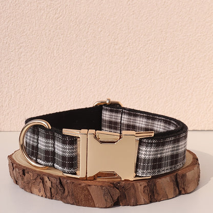 Personalized Dog Collar with ID Tag - Customizable Anti-Lost Pet Collar in 21 Styles, Adjustable XS to XL for Small Medium Large Dogs, Plaid Floral Dot Patterns, Engraved Contact Information