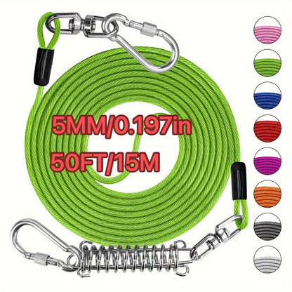 Heavy Duty Dog Leash 6 10 15 30 50 75 100 Feet Long Training Tie Out Cable for Large Dogs Up to 500 lbs Durable Bite-Resistant Yard Running Rope Lead