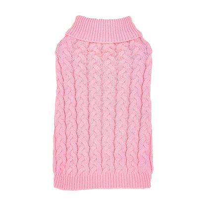 Casual Twist Knit Dog Sweater - Elastic Solid Color Two-Leg Comfortable Pullover for Small Dogs, Teddy & Bichon Dog Clothes, 8 Colors & 5 Sizes XS-XL (White/Burgundy/Grey/Blue/Pink & More)