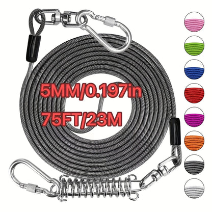 Heavy Duty Dog Leash 6 10 15 30 50 75 100 Feet Long Training Tie Out Cable for Large Dogs Up to 500 lbs Durable Bite-Resistant Yard Running Rope Lead