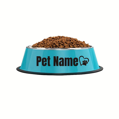 Personalized Stainless Steel Dog & Cat Bowl - Custom Engraved Pet Name Bowl with Paw Print Heart Crown Design, Anti-Tip Non-Slip, 200ml/400ml/1000ml, Food & Water Dish Gift