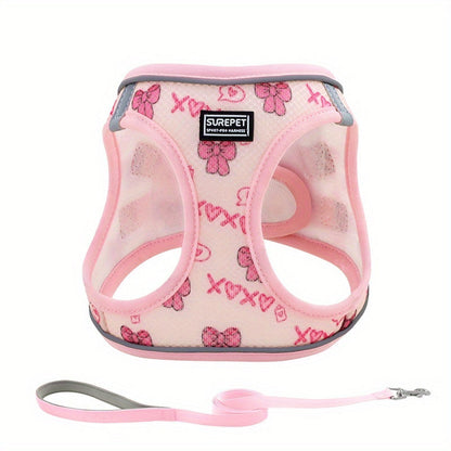 No-Pull Dog Harness and Leash Set for Small to Medium Dogs - Soft Mesh Reflective Adjustable Puppy Vest Harness for Walking Running and Training, Escape-Proof Pet Harness