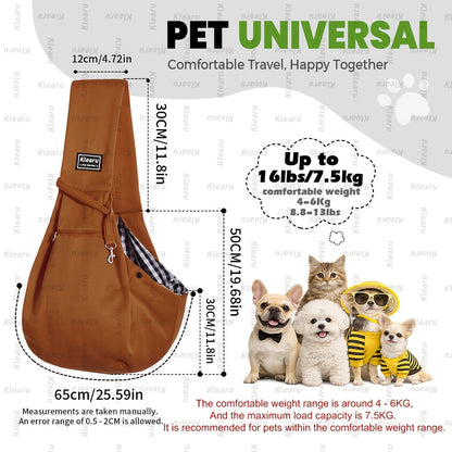 Pet Sling Carrier Bag for Cats & Dogs up to 14 lbs - Small Dog Cat Crossbody Shoulder Bag with Zipper Pocket - Hands-Free Outdoor Travel Pet Carrier Sling for Cats Dogs - Halloween Christmas Pet Gift