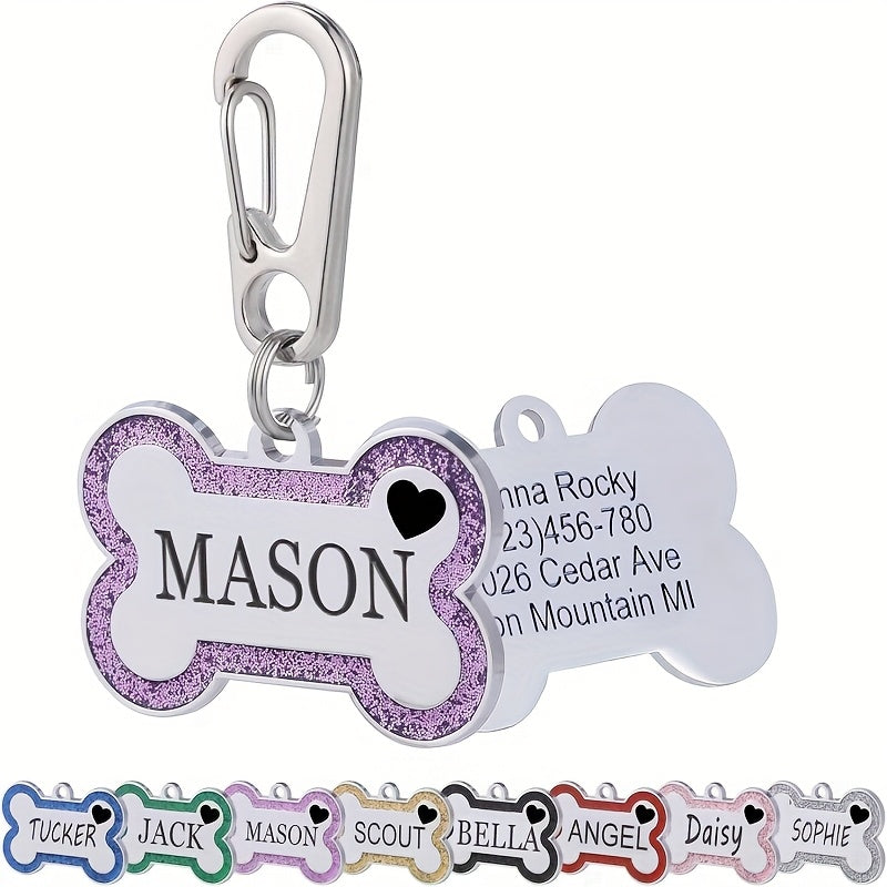 Personalized Engravable Dog ID Tag Collar Plate – Fashionable Anti-Lost Name & Phone Number Plate for Cats & Dogs, 8 Colors, Fits Small Medium Large Breeds, Cute Stylish Pet Gift