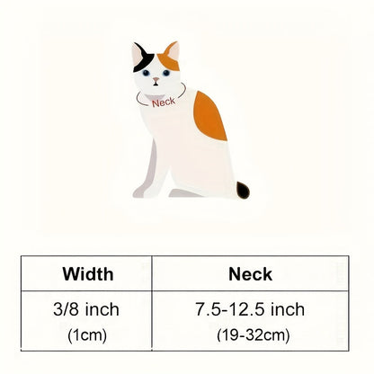 Reflective Pet Collar with Bell 2pcs Set - Adjustable Striped Polyester Cat & Dog Collar with Paw Print Design, Safety Breakaway Buckle, 10 Colors for Small Dogs and Cats, One Size