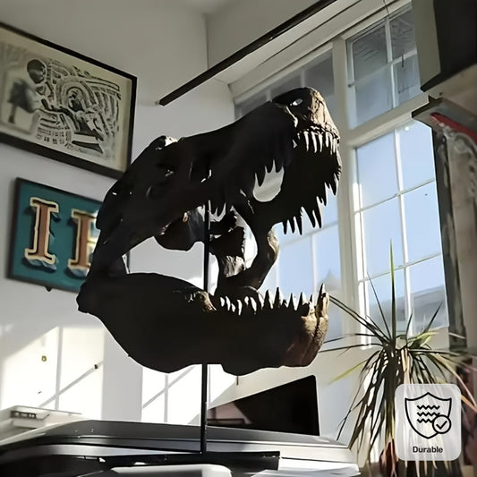 T-Rex Skull Replica Handcrafted Resin Dinosaur Skeleton Model, Realistic Detailed Textures, Indoor Outdoor Home Office Desk Decor, Durable No-Electricity Display, Gift for Dinosaur Enthusiasts