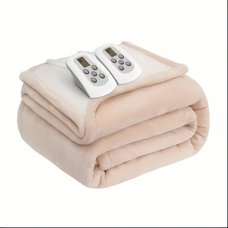 Electric Heated Blanket with Dual Control - 10 Heat Levels, 10-Hour Auto-Off, Overheat Protection, Soft Flannel, Fast Heating, Machine Washable - 4 Sizes & 4 Colors
