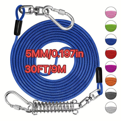 Heavy Duty Dog Leash 6 10 15 30 50 75 100 Feet Long Training Tie Out Cable for Large Dogs Up to 500 lbs Durable Bite-Resistant Yard Running Rope Lead