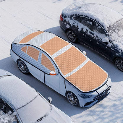 Car Windshield Snow Cover - Portable Snow & Ice Shield, Frost Protection, Easy Installation, Wind-Resistant - Fits Most Vehicles