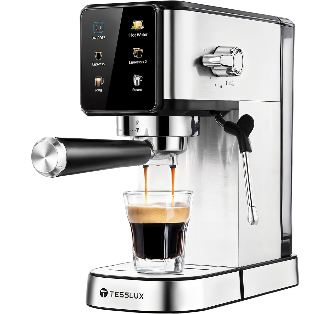 20 Bar Espresso Machine with Dual Boiler & Milk Frother Wand – Touch Control Compact Coffee Maker for Home, Makes Cappuccino & Latte, Includes Coffee Mug – Nova Mart