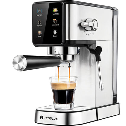 20 Bar Espresso Machine with Dual Boiler & Milk Frother Wand – Touch Control Compact Coffee Maker for Home, Makes Cappuccino & Latte, Includes Coffee Mug – Nova Mart