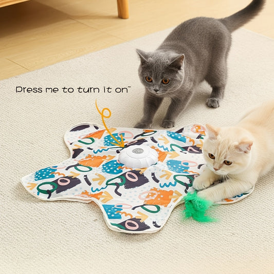 Electric Cat Turntable Toy with Butterfly Motion – Auto Start/Stop Smart Self-Entertainment Boredom Reliever for Indoor Cats, Interactive Exercise Teaser, Perfect Holiday Gift for Cat Lovers
