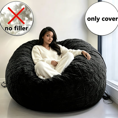 Large Round Bean Bag Bed Cover - Machine Washable, Soft Lazy Sofa Cover for Adults, No Filler Included - Living Room, Dorm & Bedroom - Light Grey, Black, Blue & Brown