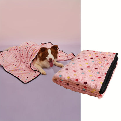 Ultra-Soft Pet Blanket for Dogs and Cats - Warm Cozy Polka Dot Pattern Fleece Blanket with Black Border for Puppy Kitten Small Medium Large Pets, 3 Colors & 3 Sizes S M L