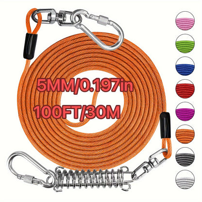 Heavy Duty Dog Leash 6 10 15 30 50 75 100 Feet Long Training Tie Out Cable for Large Dogs Up to 500 lbs Durable Bite-Resistant Yard Running Rope Lead