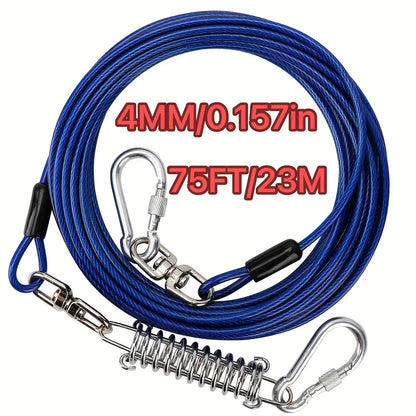 Heavy Duty Dog Leash 6 10 15 30 50 75 100 Feet Long Training Tie Out Cable for Large Dogs Up to 500 lbs Durable Bite-Resistant Yard Running Rope Lead