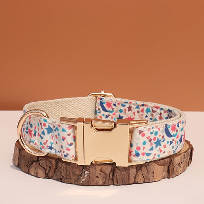 Personalized Dog Collar with ID Tag - Customizable Anti-Lost Pet Collar in 21 Styles, Adjustable XS to XL for Small Medium Large Dogs, Plaid Floral Dot Patterns, Engraved Contact Information
