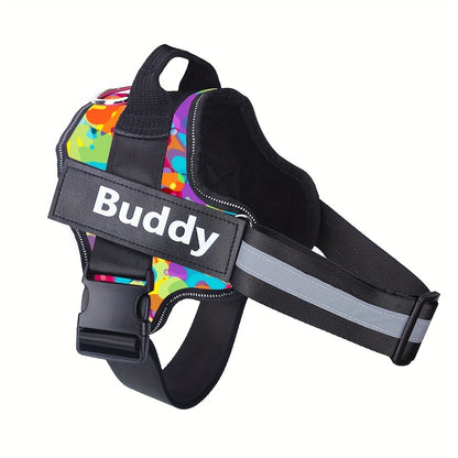 Personalized No-Pull Dog Harness Vest – Reflective Breathable Custom Name Pet Harness for Small to XXL Dogs, Outdoor Walk & Training Vest in 12 Colors Including American Flag & Camo