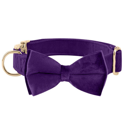 Dog Bowtie Collar Velvet Adjustable with Metal Buckle - Cute Puppy Bow Tie Collar S-XL for Small Medium Large Dogs, 12 Colors, Durable Elegant Dog Gift