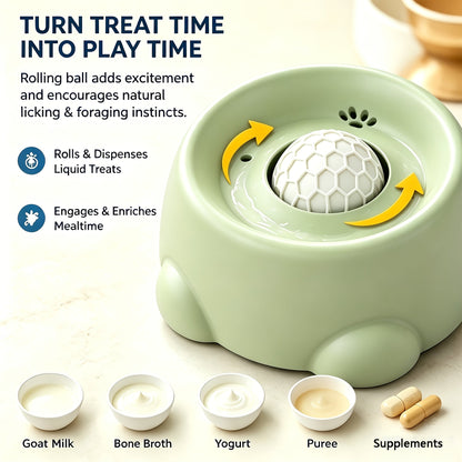 Slow Feeder Bowl for Dogs & Cats - Fun Rolling Ball Puzzle Feeder & Portion Control Dispenser, Controls Eating Speed, Prevents Bloat, Ideal for Senior Dogs & Picky Eaters